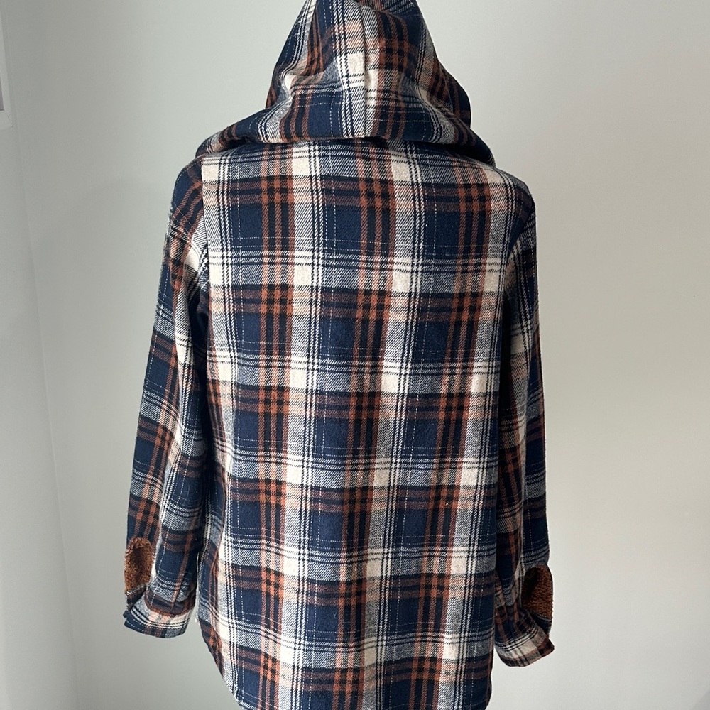 Dokotoo Womens Plaid Shacket Jacket Sherpa Fleece hood - Picture 9 of 13